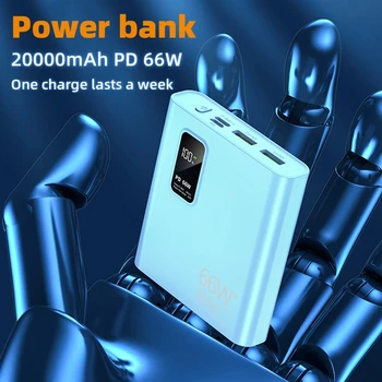 Power Bank 20000 ма, малка и преносима батерия за бърза двустранна зареждане, подходящ за бързо зареждане Xiaomi Samsung iPhone.