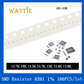 SMD резистор 0201 1% 13.7 K 14К 14.3 K 14.7 K 15K 15.4 K 15.8 K 100 бр./лот микросхемные резистори 1/20 W 0.6 mm *0.3 мм