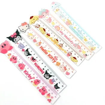 Sanrio Ruler My Melody Kuromi Hello Kitty Ученически Пособия Прозрачна Акрилна дръжка Kawaii чанта Карикатура Аниме Канцеларски Подаръци за момичета