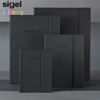 Sigel Notebook CONCEPTUM, черни, Твърди корици, в квадрат / на лигавицата, Размер A4 + / A5 +, Магнитна закопчалка, с множество функции