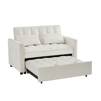 SofÃ¡ cama de terciopelo blanco roto, вежлив y cÃ3modo, duradero, fÃ¡cil de seu, muebles de sala de estar interior
