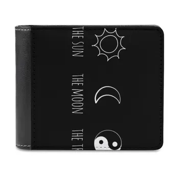 The Sun, The Moon, The Truth Кожена кесия Мъжки в Класически Черен портфейл Титуляр за кредитни карти Модерен мъжки портфейл Teen Wolf будизъм