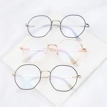 Vintage слънчеви очила с защита от синя светлина в кръгла рамка, Женски Мъжки лещи, Оптични огледало за късогледство, Прости Метални, Прозрачни очила за грижа за очите