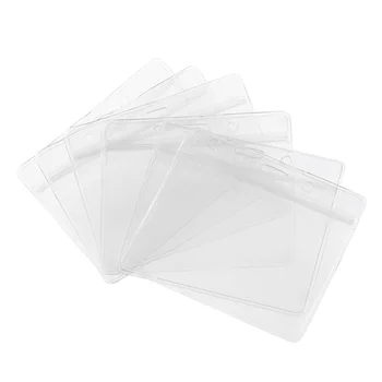 WINOMO 100 бр. непромокаеми пластмасови хоризонтални лични етикети, табелки с имена, документ за самоличност (прозрачни)