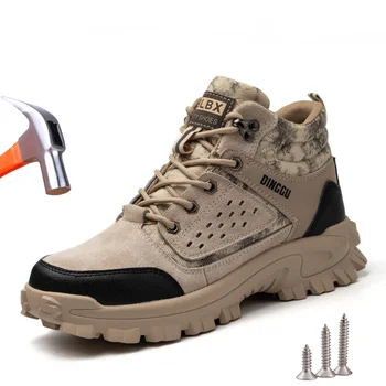 YUPINJIA/ Мъжки Защитни Обувки С Неразрушаемым Стоманени Пръсти, Противоударные, Срещу Пробиви, Работни и Защитни Обувки с Висок берцем, Мъжки Работна обувки