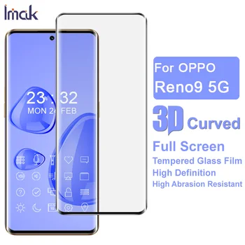 imak 3D Изогнутое закалено стъкло за Oppo Reno 9 Reno9 Pro + Защита на екрана, защитен олеофобный лепило, взривозащитен 0