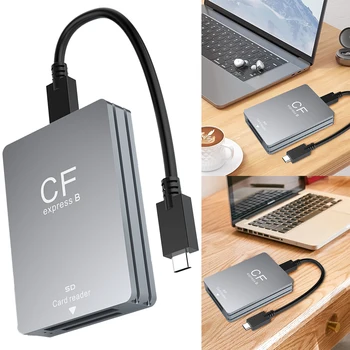 Адаптер за карти CFexpress 2 в 1 четец на карти CFexpress Type B и SD с USB кабел C-USB C/A Поддръжка на Android/ Windows/Mac OS за огледално-рефлексни фотоапарати