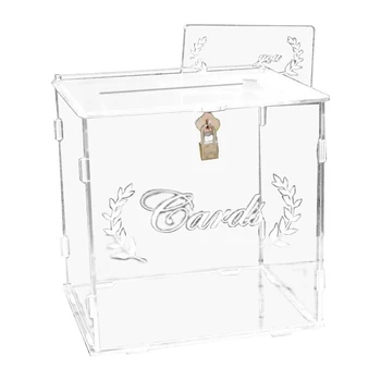 Акрилна Кутия за Картички за Сватба Прием Прозрачна Кутия За пощенски Картички с Ключалка Кутия За Подарък Карти на Притежателя на Паричния Кутия за Юбилей Прием