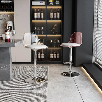 Акрилни Прозрачни бар столове Модерен минималистичен Офис маса с повдигане на облегалката, Мебели за дома, Високи столове за почивка