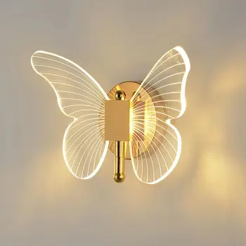 Акрилни монтиран на стената лампа LED butterfly с вътрешно осветление, нощно шкафче за спалня, Всекидневна, Украса стълби, монтиран на стената лампа