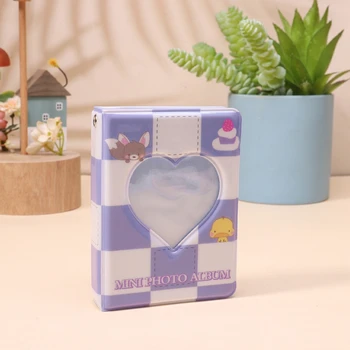 Албум Сладко Love Heart Hollow Instax Kawaii Rabbit Мини-фотоалбум 3-инчов Kpop Card Биндер Поименна карта на Притежателя фотокарточки 32 джоба