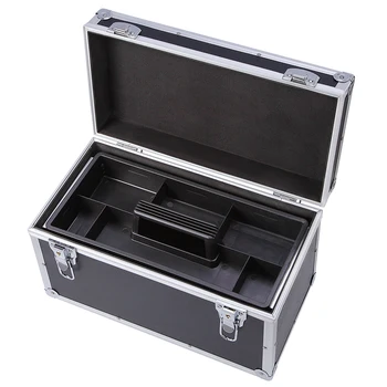 Алуминиева кутия с 2 ключалки и многофункционална кутия за инструменти е разделена на няколко слоя