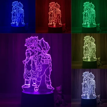 Аниме Goku Зеленчуци Dragon Ball Z, Super Сайян 3D Лампа LED нощна светлина Goku Jiren Broly Настолна Лампа Подарък 7 Цвята
