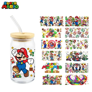 Аниме етикети Super Mario Bros, молив случай за вода, декоративни фигурки, играчки, Водоустойчив стикер за момчета и момичета, коледни подаръци за деца