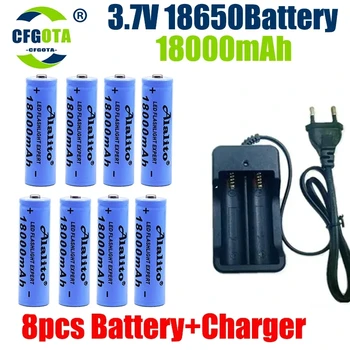 Батерия 18650, литиево-йонна акумулаторна батерия с капацитет от 3,7 В 18650 18000 ма за фенерче, Акумулаторна батерия + зарядно устройство