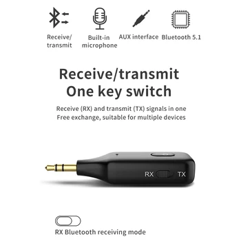 Безжичен Bluetooth-адаптер 2 в 1, Bluetooth приемник-предавател, безжичен 3.5 мм AUX адаптер, стерео слушалки, ТЕЛЕВИЗИЯТА, радиото на автомобила