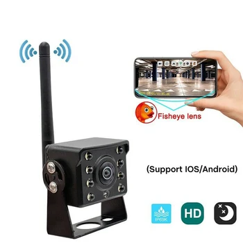 Безжична автомобилна камера за обратно виждане WiFi 12 ~ 24 В Авто led обратната HD нощно виждане Водоустойчив за лек камион, автобус, теглич 0