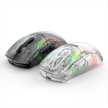 Безжична мишка, която е съвместима с Bluetooth, 2,4 G, три вида връзка, изключване на звука, цветна детска електронна офис мишката за състезания, цвят RGB осветление 0