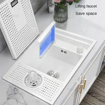 Бели невидими кухненски мивки от неръждаема стомана 304 с мивка за чаши, малки однощелевой барна, скрита кухненски устройство за миене на съдове