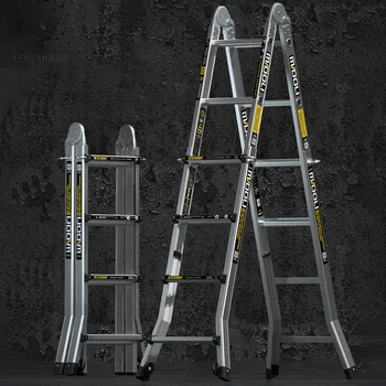 Битови сгъваема Многофункционална стълба телескопична стълба е Лесна стълба алуминиева сплав Домакински стълби в коледна елха