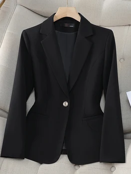 Блейзери за жени, палта, Модни и Ежедневни яке и шал яка на една пуговице, Пролет 2024, Нова Елегантна работно облекло, Тънки блейзери, палта