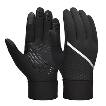 Велосипедни ръкавици, за момчета и момичета, зимни топли ветроупорен ръкавици за джогинг, каране на ски, колоездене, детски ръкавици без пръсти със сензорен екран върху целия пръст