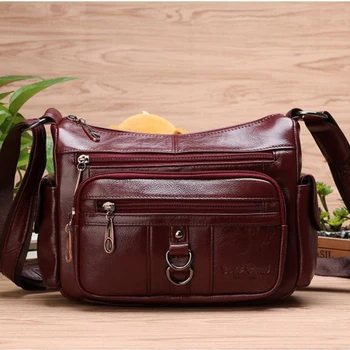 Висококачествена и луксозна дамска чанта-месинджър от естествена кожа на рамото си, дамски дизайнерска чанта за пазаруване