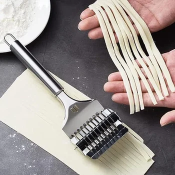 Висококачествена решетчатая роликовая тесторезка за спагети, от неръждаема стомана за кухненски инструменти за готвене, здрава и лесна за използване