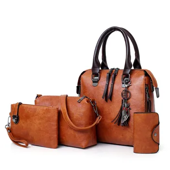 Висококачествени дамски чанти, Дамски кожени чанти през рамо, чанта Bolsa, нови 4 бр./компл., дамски композитни чанти
