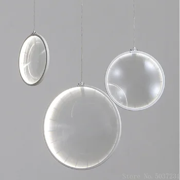 Висящи лампи със стъклени лещи в скандинавски стил, модерна кръгла стъклена подвесная лампа за дневна, трапезария, спални, нощни лампи, интериорни лампи