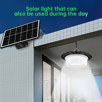 Водоустойчива IP65 слънчев окачен лампа с дистанционно управление, 244 led осветително тяло на слънчева енергия, 600LM за дома, гаража, магазина, навес, къща
