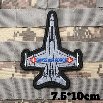 Военно-тактически ивици Swiss Air Force F / A-18 Hornet, Нарукавная превръзка, икона на раницата, с плетене на една кука за дрехи