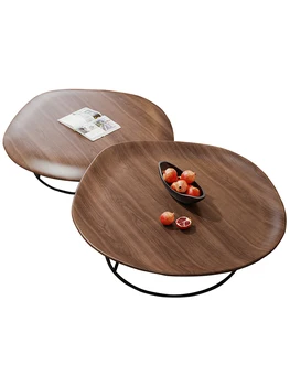 Всекидневна цвят на скандинавския орех, творчески обикновена дървена овална маса за кафе висок и нисък размер, красив