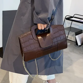 Дамска чанта Крокодил шаблон кожа чанта малка квадратна чанта, чанта модна марка