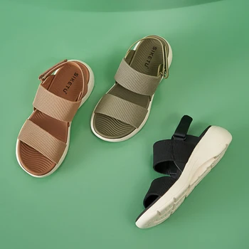 Дамски летни сандали SIKETU, водоустойчив обувки на платформа с каишка на щиколотке, Удобни ежедневни сандали в наклонено ток