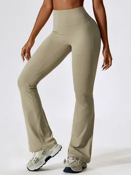 Дамски спортни панталони-клеш за йога, обикновена разтеглив, гамаши за фитнес с висока талия, панталони-клеш за тренировки във фитнеса