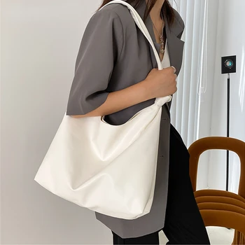 Дамски чанти през рамо от изкуствена кожа с голям капацитет, обикновен стил, Модни Нови ежедневни чанти, Меки преносими чанти-незабавни посланици, чанти-болсасы
