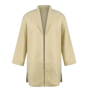Дамско модно однотонное палто с дълги ръкави и джоб, двустранно вълна палто за отслабване, лесна за избора