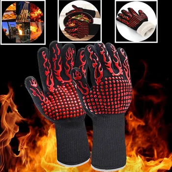 Дебели кухненски ръкавици за фурна могат да Издържат на температура до 800 ° с .