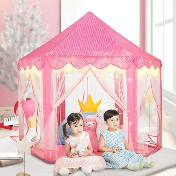 Детска палатка, шестоъгълни закрит игралната къщичка за принцеси за момичета, детски игри къща, Бебешки играчки, шатра, басейн с океански топка.