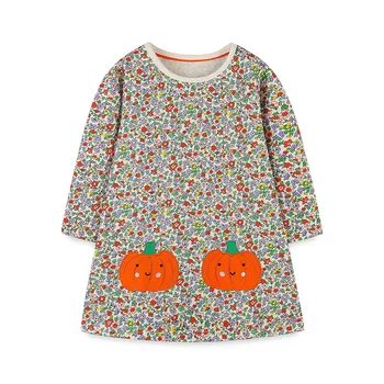 Детски есенни рокли за момичета, пролетно детски дрехи на принцеса, рокля с цветен модел, коледна дрехи, ежедневни облекла