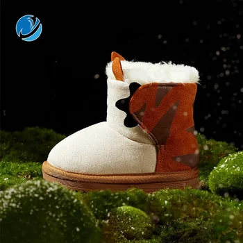 Детски памучен обувки Mo Dou под формата на сладък животни за зимна топлина и плюшени зимни обувки за момичета