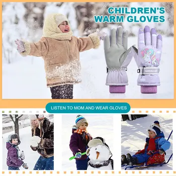 Детски топли ръкавици, непромокаеми зимни ръкавици за каране на сноуборд, регулируеми мультяшные ръкавици за целия пръст, дишащи за отдих
