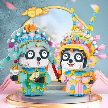 Диамантени частици творческа събрание сам building block играчки на Пекинската опера Китай-Елегантна серия Panda Swordsman играчки за подаръци