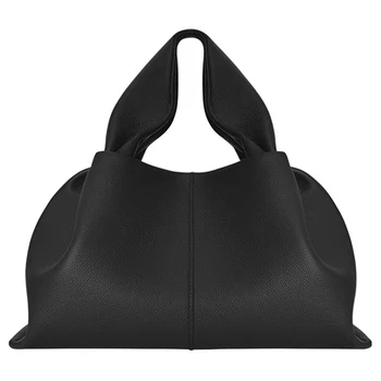 Дизайнерска чанта през рамо от изкуствена кожа в евро-американски стил, модни bag-чанта, дамска плисирана чанти-облаци, однотонная дамска чанта с горната дръжка