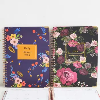 Дневник с дебела гладка почерк, преносим цвете 2023 A5 в корици на тел Английската версия на седмичния ежедневника