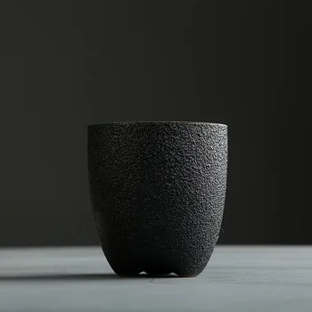 Домакински чаша от черна керамика с обем 150 мл, единична чаша, японската чаша, чаша за вино, китайска чаша кунг-фу, черна керамична чаша за чай WY804