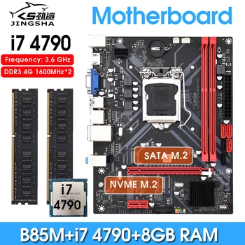 Дънна Платка настолна B85m LGA 1150 combo kit с процесор i7 4790 и оперативна памет 2 * 4G = 8 GB 1600 Mhz за PC DDR3 с плащане VGA HDMl Placa Mae