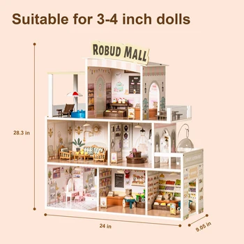 Дървена кукла къща в търговски център, игрална комплект, подходящ за деца, подходящ за коледното парти и рожден ден на територията на хотела