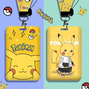 Държач за карти Pokemon Pikachu, студентски cartoony каишка, защитен калъф от загуба, карта за достъп в автобус, метро, чанта за защита от дегазация
